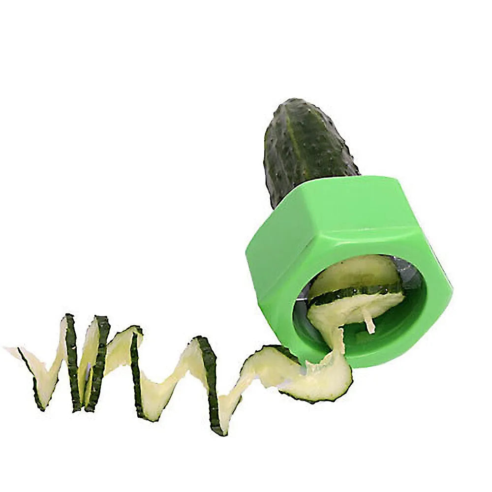 Yellow and green ABS plastic spiral vegetable cutter with 8cm diameter for kitchen use
