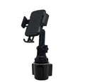 Black car phone holder with adjustable bracket on a 360-degree rotating head.
