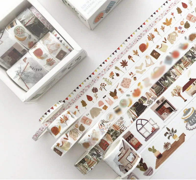 Basic pattern colour gift box set with cane paper box and salt pocket stickers in ten styles
