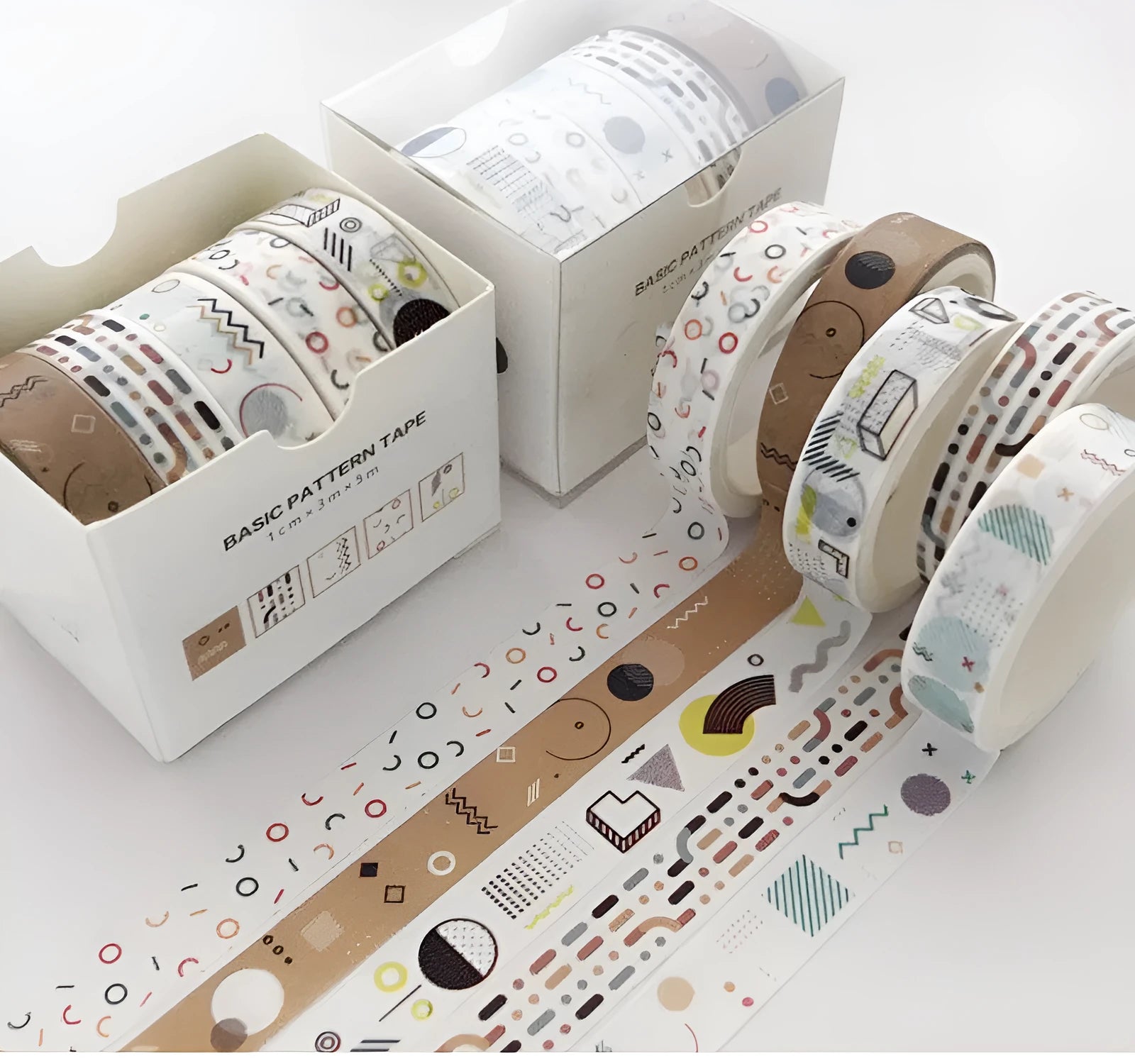 Basic pattern colour gift box set with cane paper box and salt pocket stickers in ten styles
