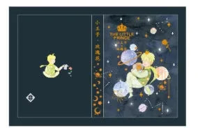 Hardback art notebook with The Little Prince cartoon cover designs showing sunset, bird, rose, and fox illustrations