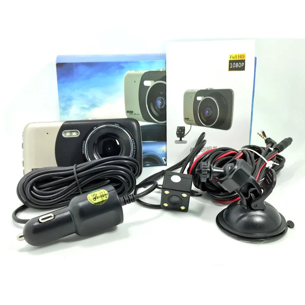 4 inch L55 dual lens dash cam with reversing image and night vision in black