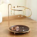 Walnut solid wood jewellery key rack with 21cm tray shelf for ring storage