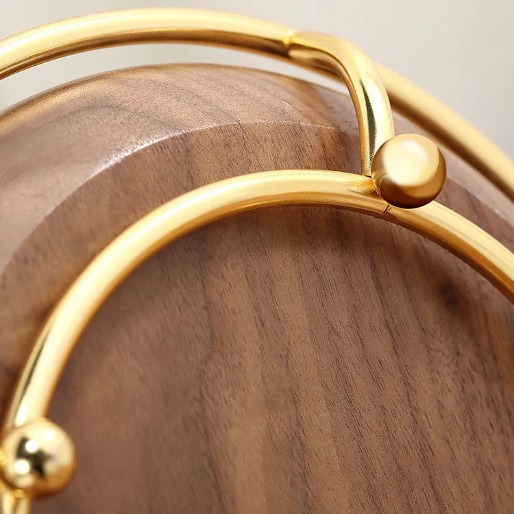 Walnut solid wood jewellery key rack with 21cm tray shelf for ring storage