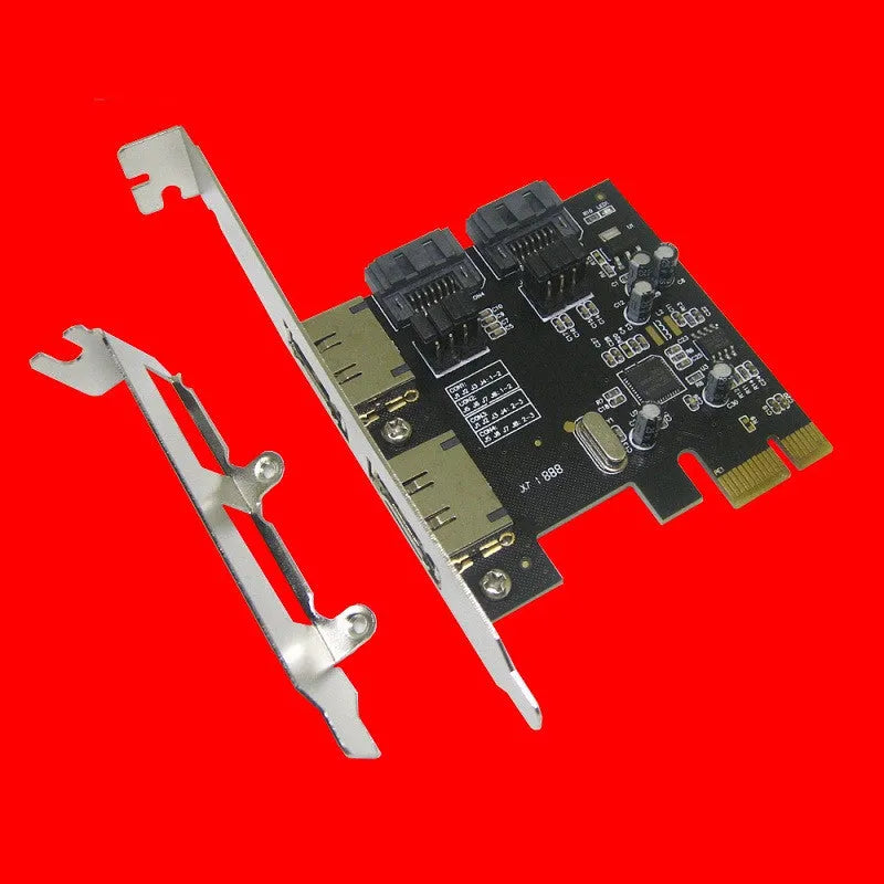 Desktop PCI-E SATA3.0 expansion card with ASM1061 chip and ports.