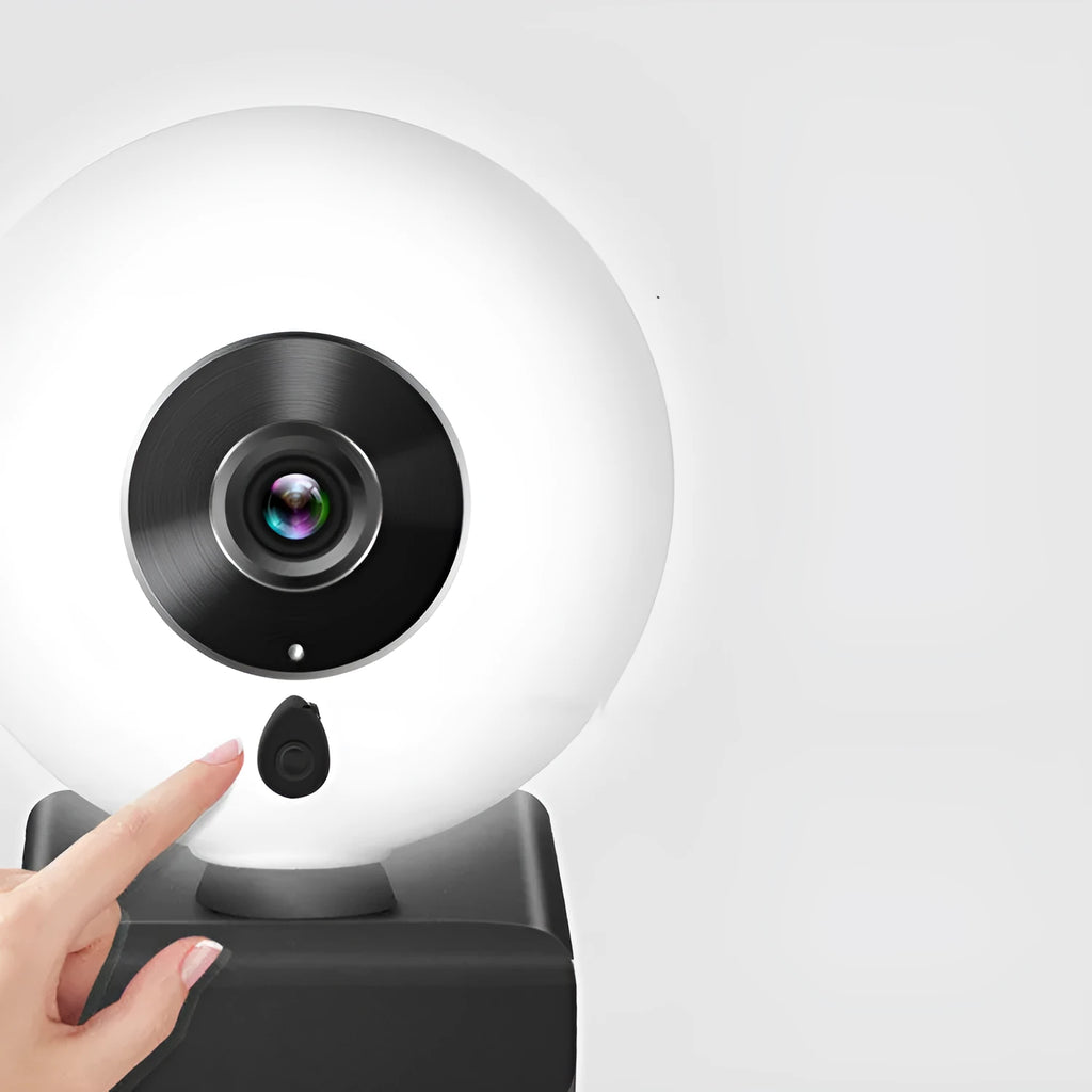 Black 2K drive-free USB webcam with 12mm lens for live streaming and video conferencing