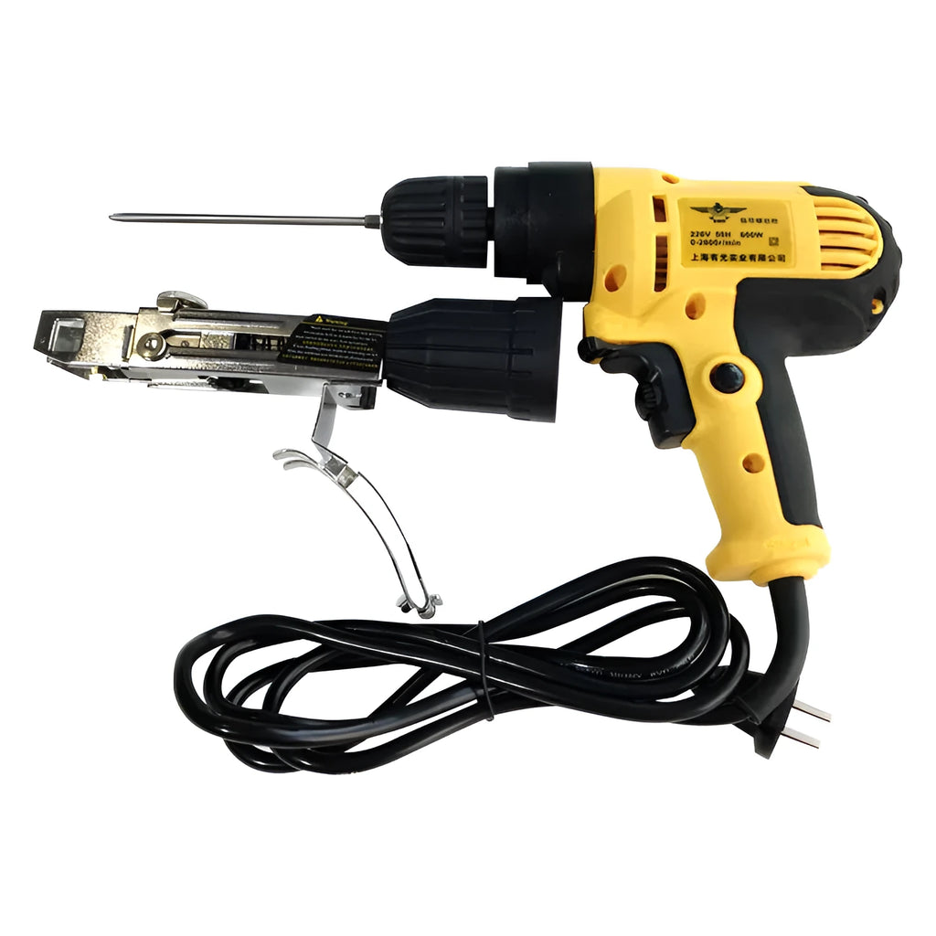 Yellow rechargeable electric chain belt screw machine with automatic nail feeding for woodworking