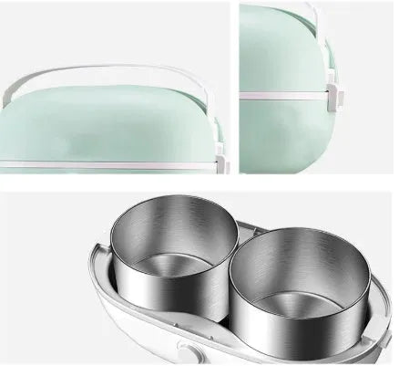 Portable electric lunch box with stainless steel inner tank in green colour option
