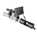 Black digital night vision goggles with a 5-inch LCD screen and separate infrared transmitter