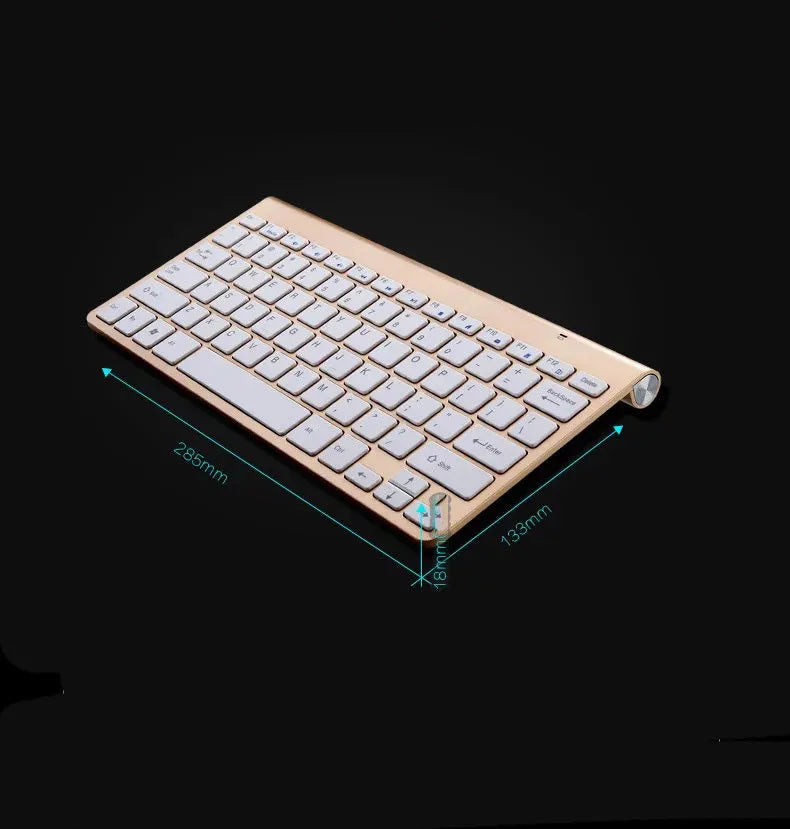 Portable 2.4G wireless keyboard and mouse set in black with slim design and USB receiver