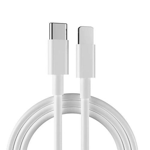 White 20W USB-C fast wall charger with a 1-metre cable for Apple iPhone and iPad.