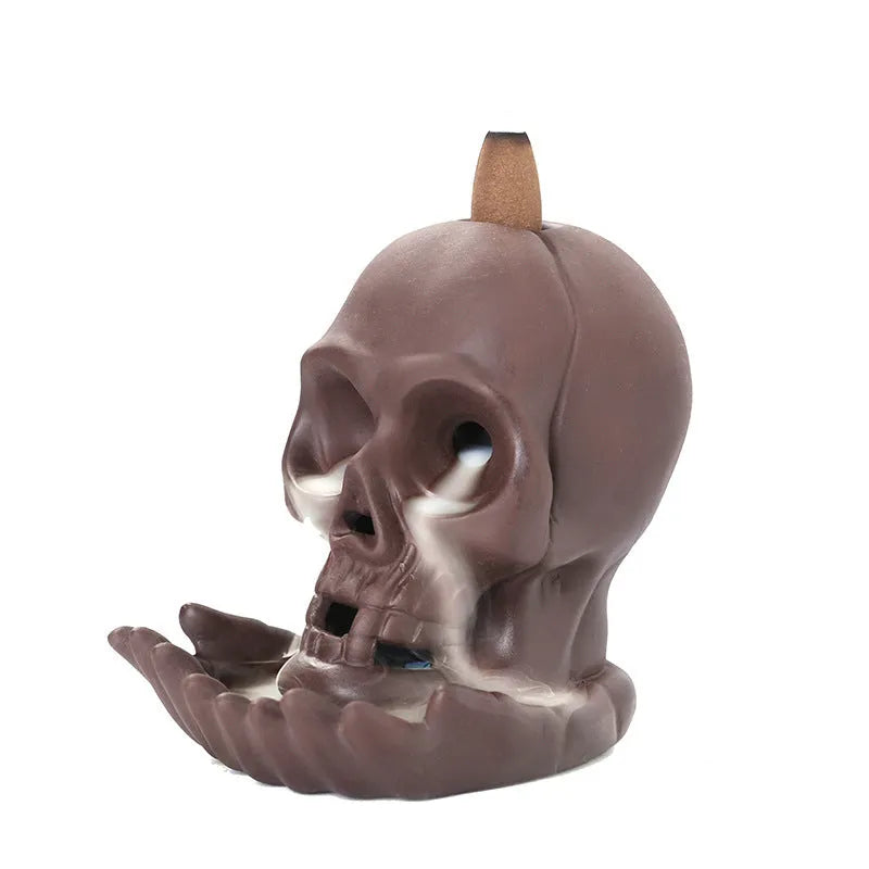 Purple clay zisha Halloween reflux incense burner 10.5cm height compact tabletop design with smoke effect