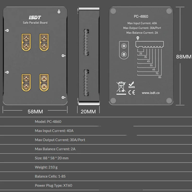 Grey Astor parallel charging board for electric toy helicopter and drone battery accessories