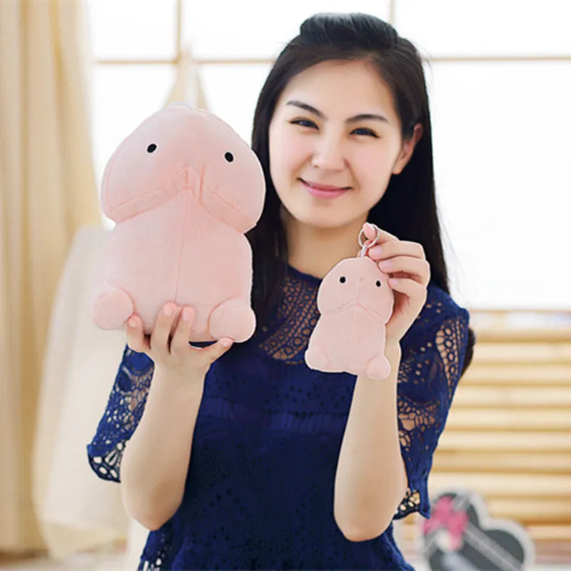 Pray For Xiao Ding spoof squeaking plush doll in white, super soft short plush, cartoon cute design, 20cm size