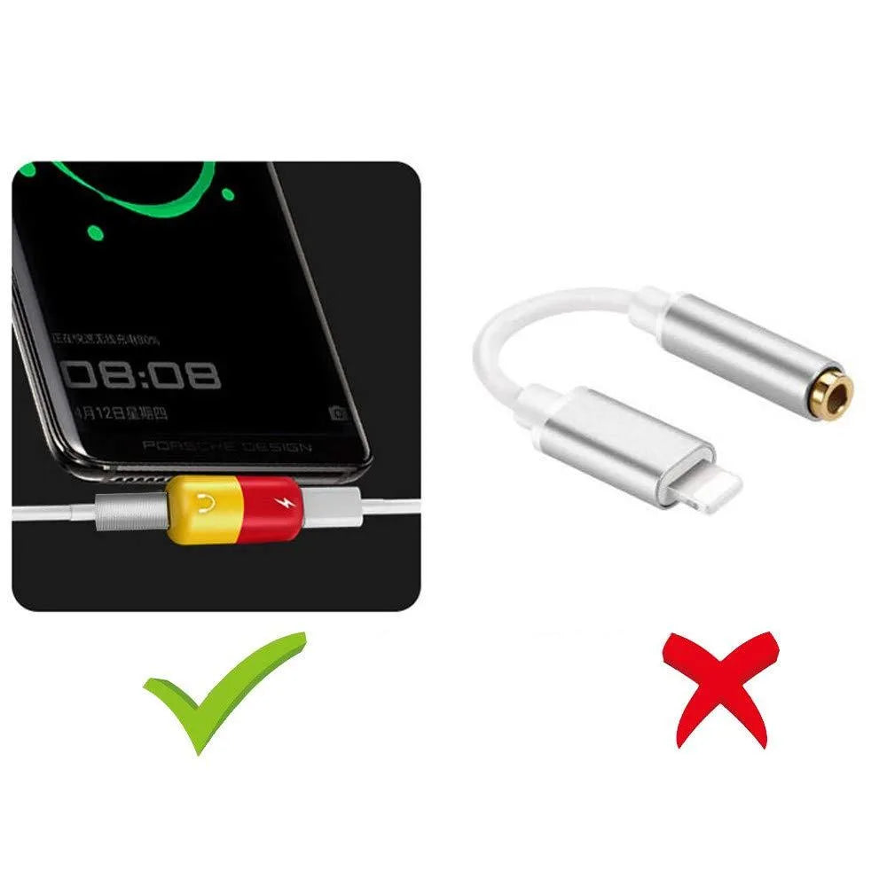 Small white dual-port adapter for Huawei phones showing USB-C and 3.5mm headphone jacks