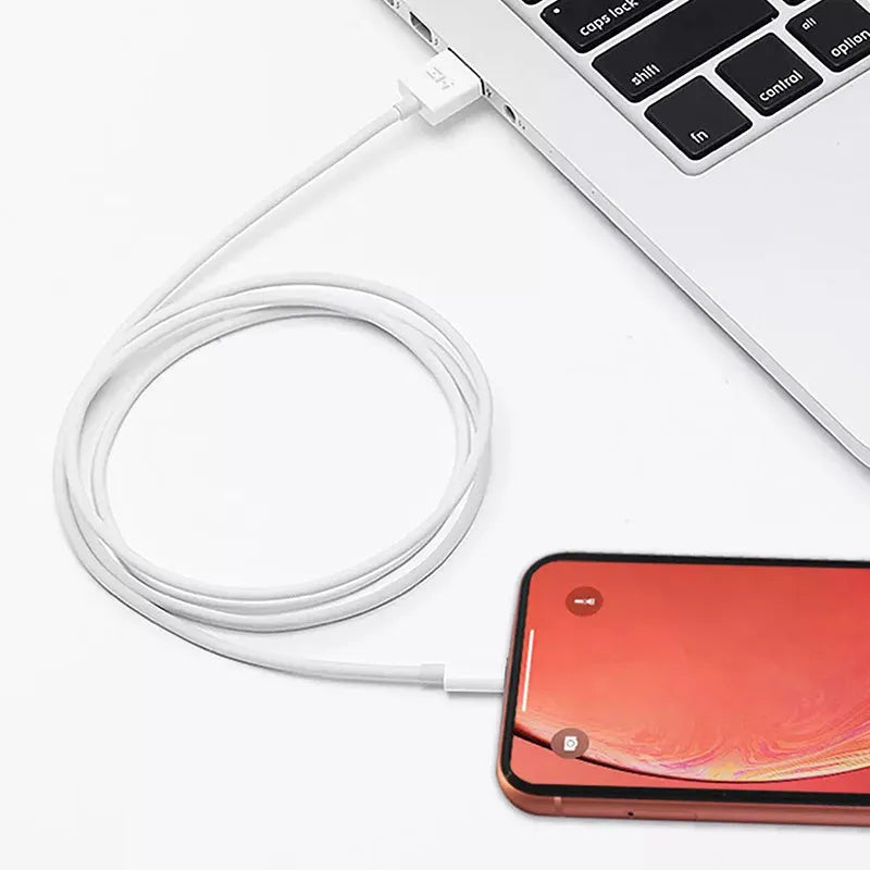 White Purple Rice MFI certified lightning charging cable for iPhone with 1 metre length