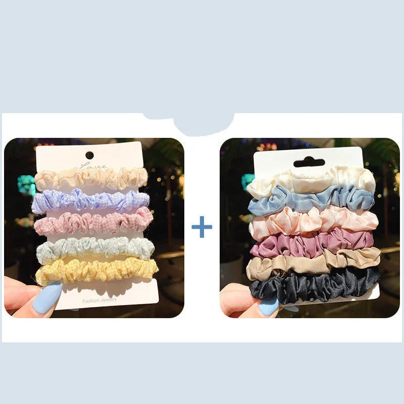 Children's hairpin set showing small intestine hair ring and large intestine head rope designs in autumn colours.