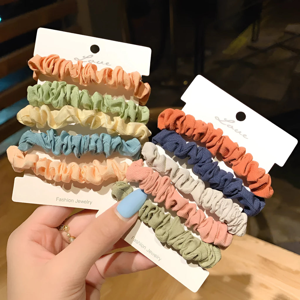 Children's hairpin set showing small intestine hair ring and large intestine head rope designs in autumn colours.