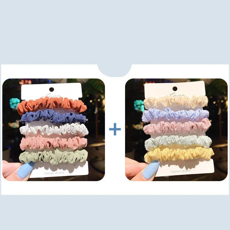 Children's hairpin set showing small intestine hair ring and large intestine head rope designs in autumn colours.