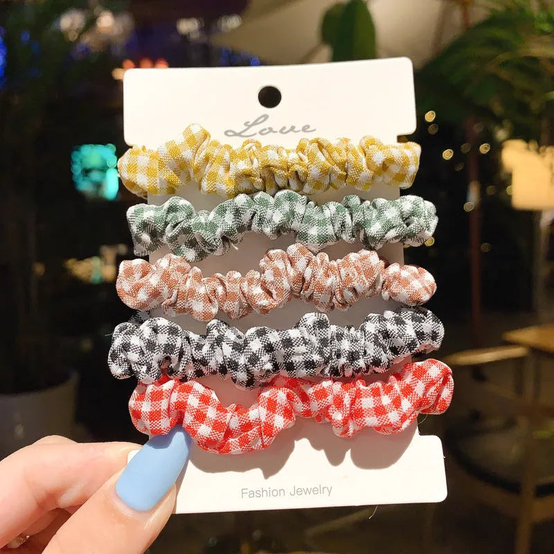 Children's hairpin set showing small intestine hair ring and large intestine head rope designs in autumn colours.