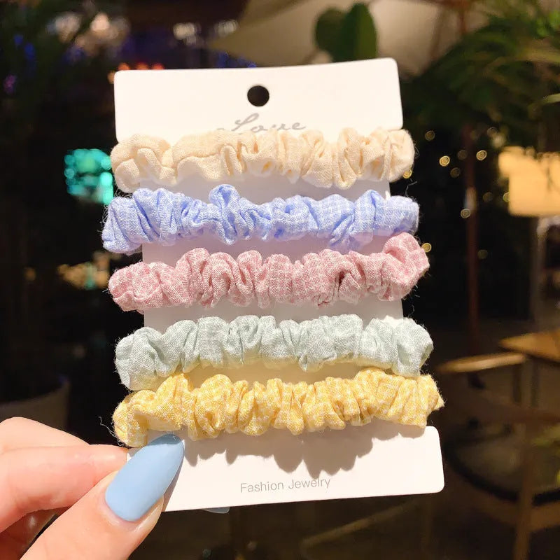 Children's hairpin set showing small intestine hair ring and large intestine head rope designs in autumn colours.