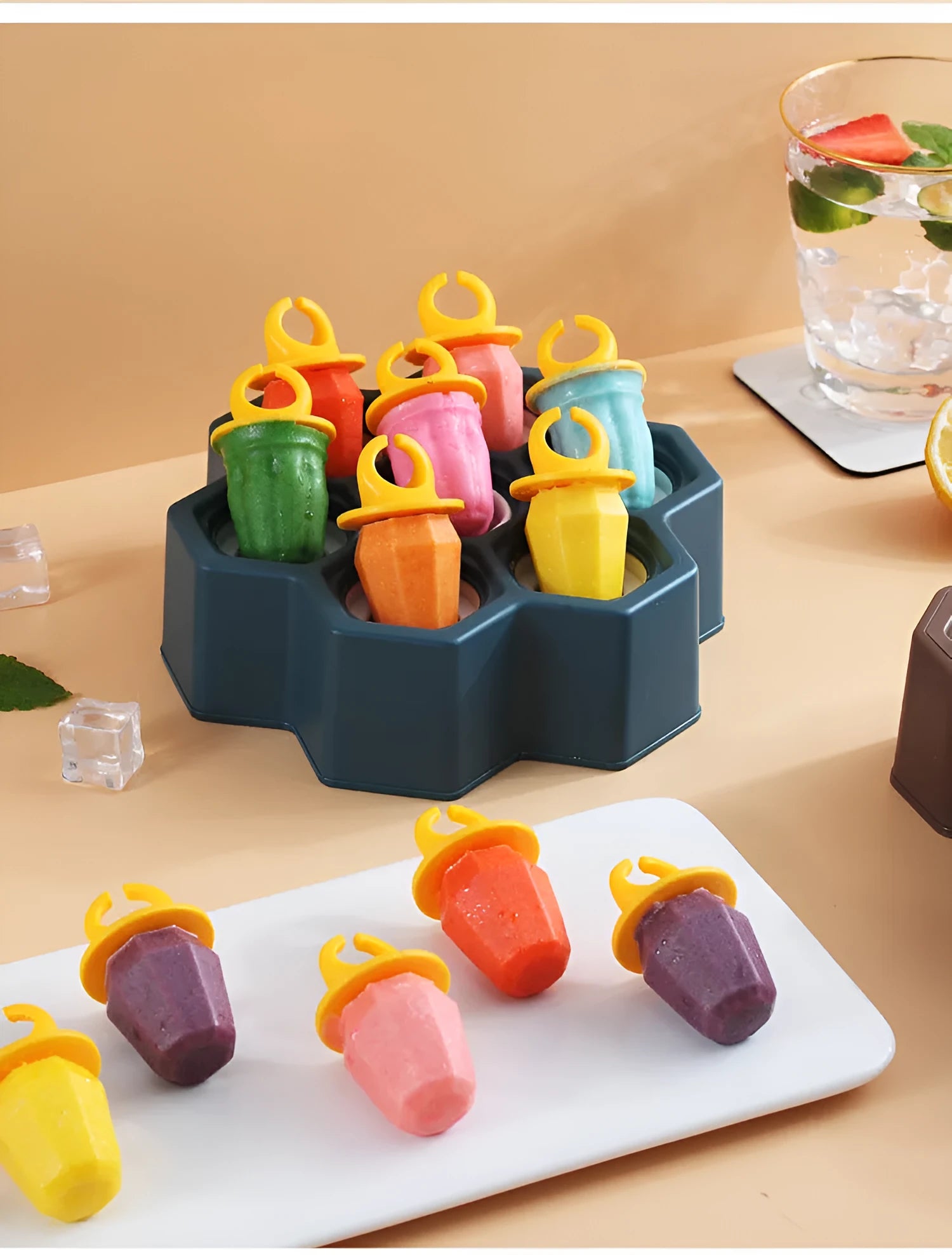 Soft plastic brown honeycomb shaped ice cream mould for homemade lollies.
