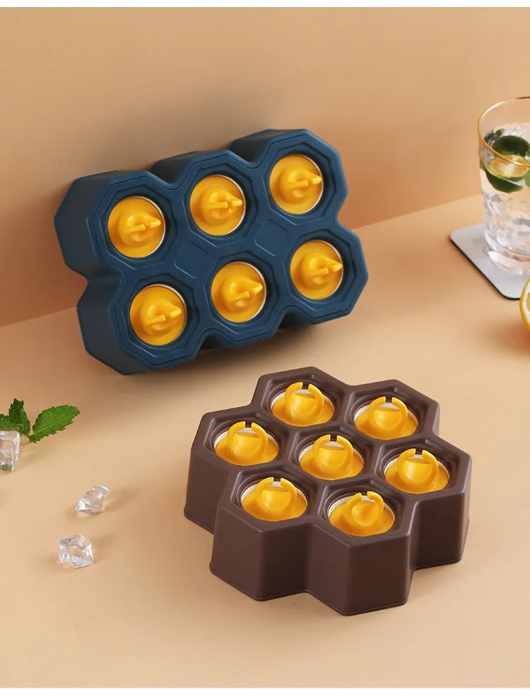 Soft plastic brown honeycomb shaped ice cream mould for homemade lollies.