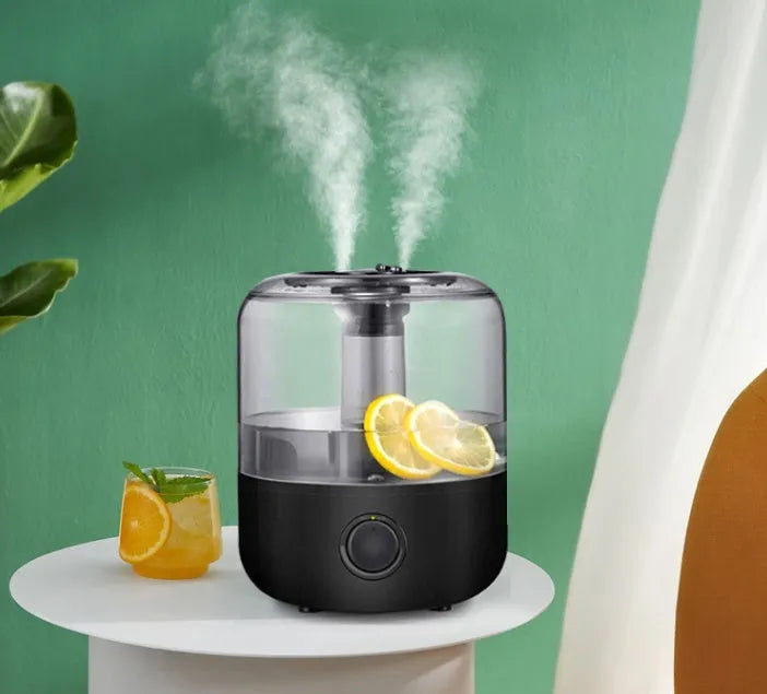 White ultrasonic humidifier with 3L water tank and aromatherapy function for bedroom use