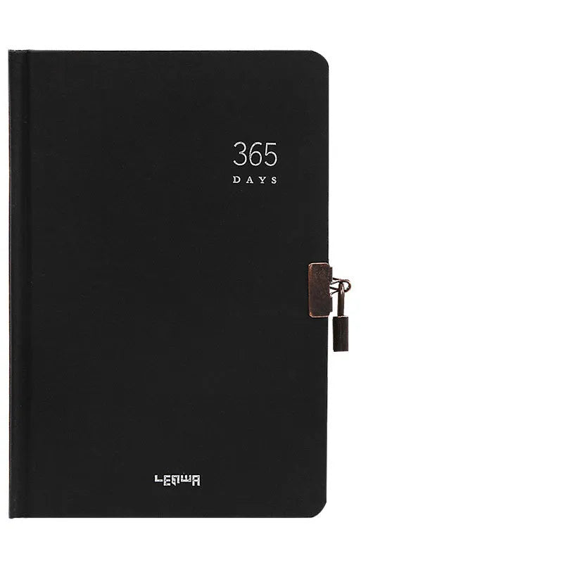A5 hardcover locked diary notebook in beige or black with visible security lock on cover.