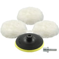 White wool car polishing discs buffer kit with multiple sizes for bodywork detailing