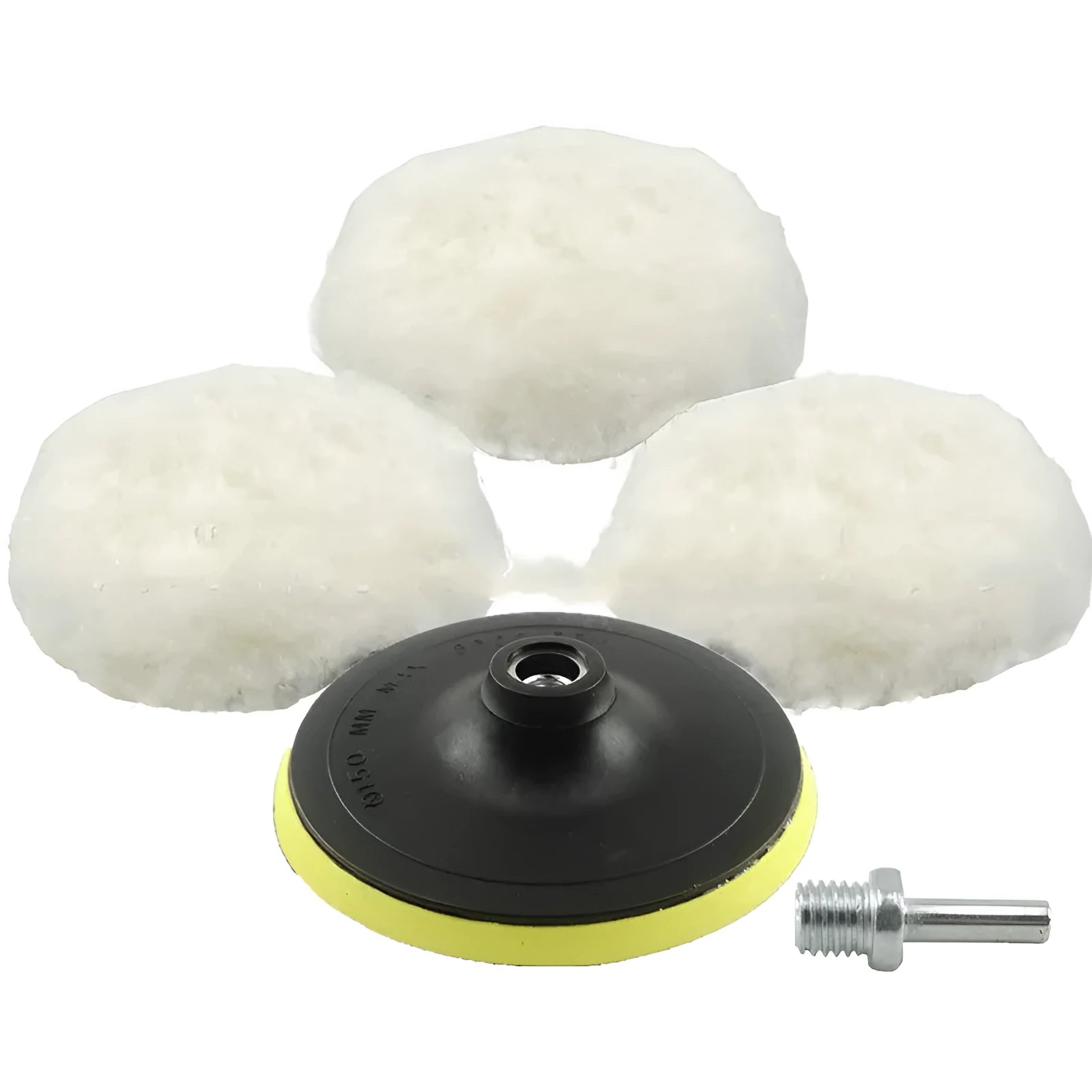 White wool car polishing discs buffer kit with multiple sizes for bodywork detailing