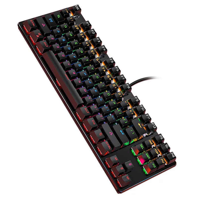 Carbon black wired 87-key mechanical keyboard with backlight, USB cable, and multimedia keys
