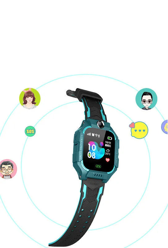 Z6 Q19 children's smartwatch in green showing 1.44-inch touch screen and wrist strap.