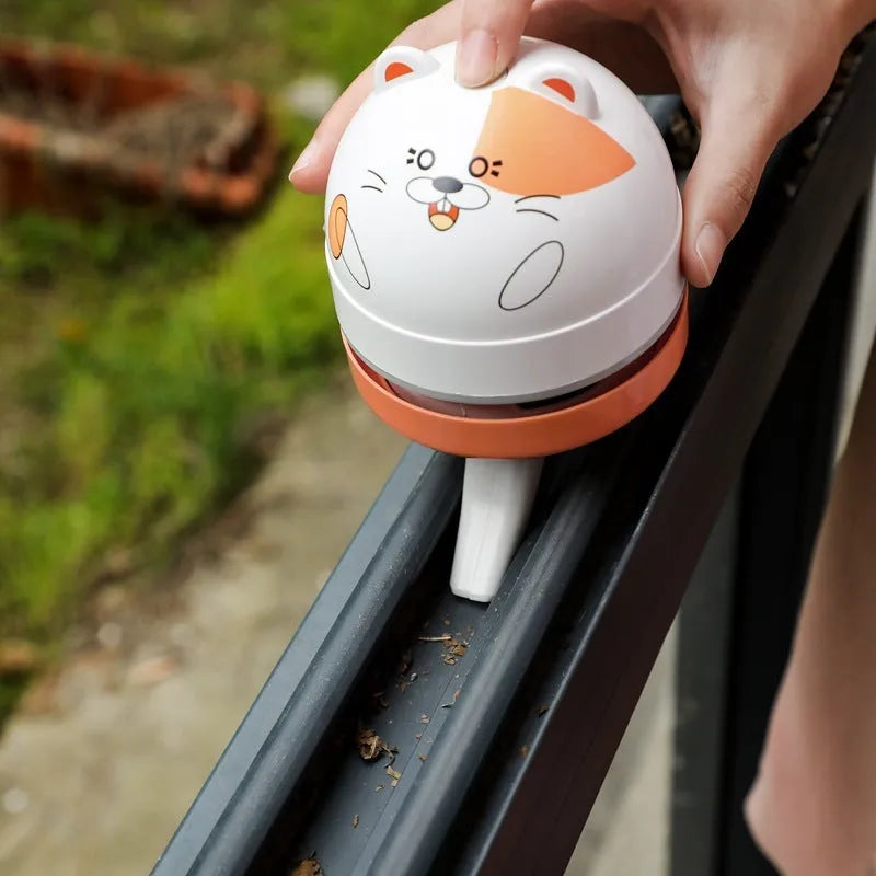 Wireless USB mini desktop vacuum cleaner with flat nozzle attachment for keyboard cleaning