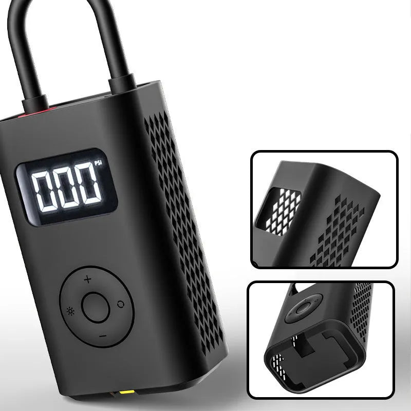 Black soft silicone protective cover for Xiaomi Mijia electric tyre inflator held in hand