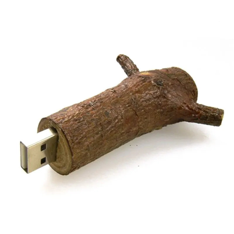 Natural wood novelty USB 2.0 flash drive with tree branch design and write protection switch
