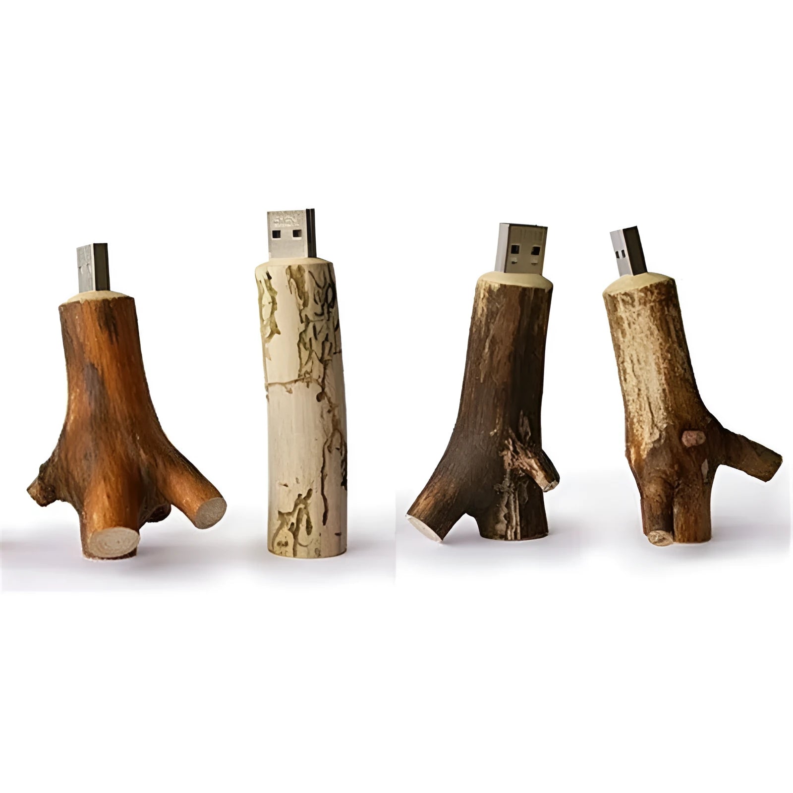 Natural wood novelty USB 2.0 flash drive with tree branch design and write protection switch