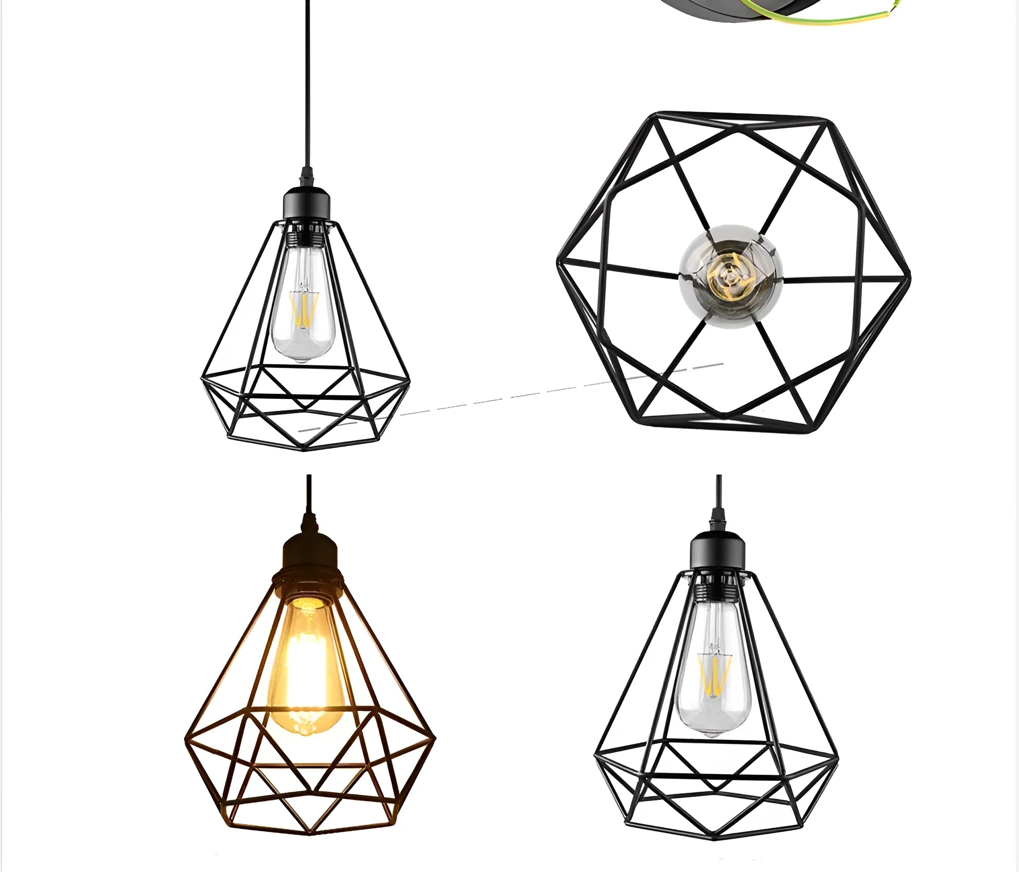 Black iron hanging chandelier with a modern simple design and adjustable retractable size for living room lighting.