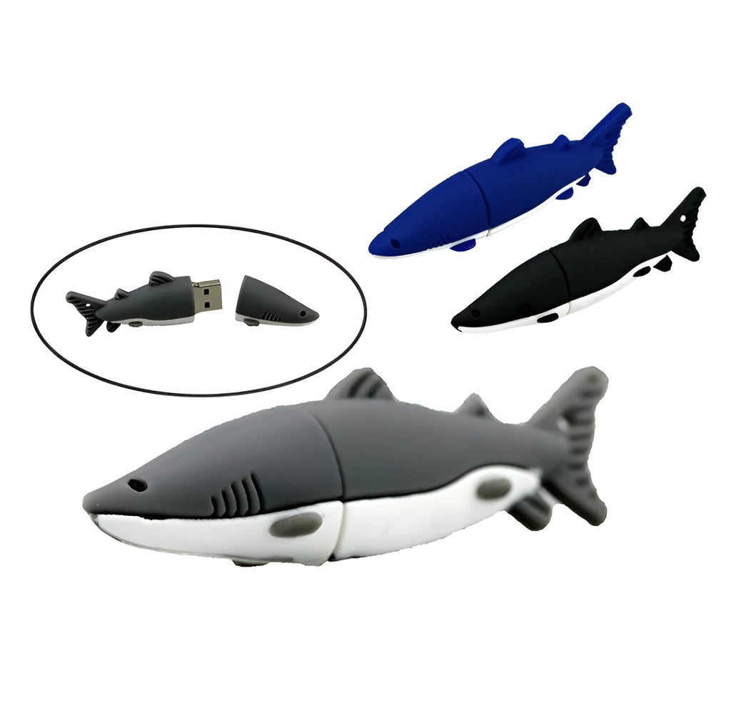 Cartoon shark USB flash drive creative simulation design in blue with PVC shell