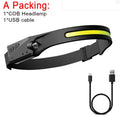 Black silicone induction running and fishing light with touch switch and silicone wrist strap.