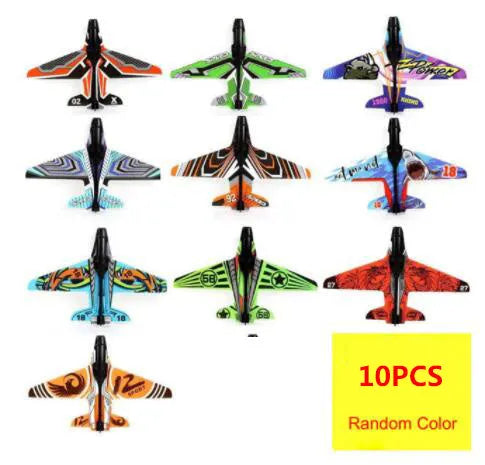 Dino Toys hand throwing spin glider launcher with blue foam airplanes and ABS plastic body