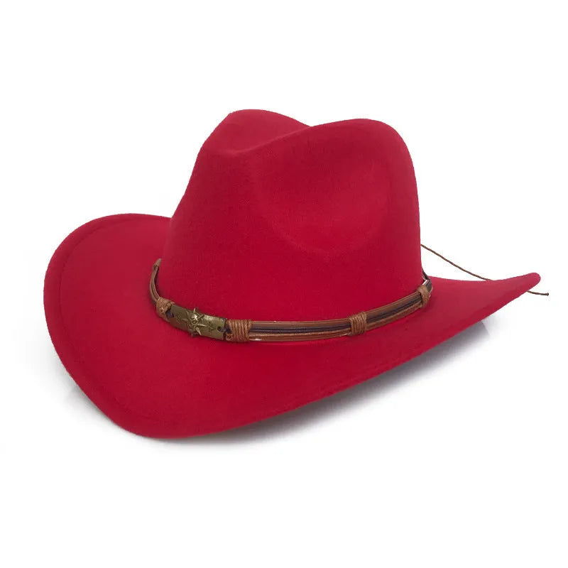 Western cowboy hat for men and women in wool felt, tapered crown, big brim, M size 56-58cm, multiple colours