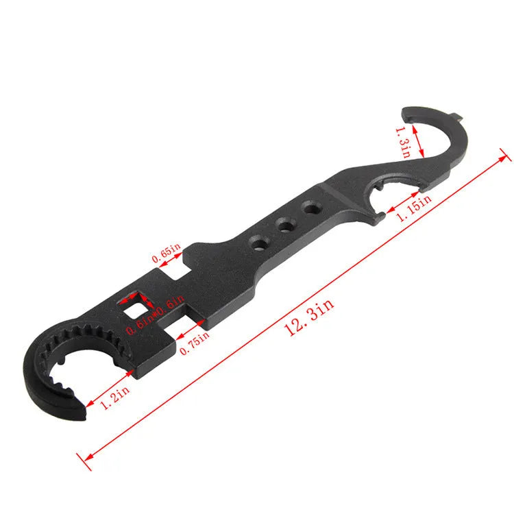 Black all-steel combination wrench for AR15 M4 and mechanical use.