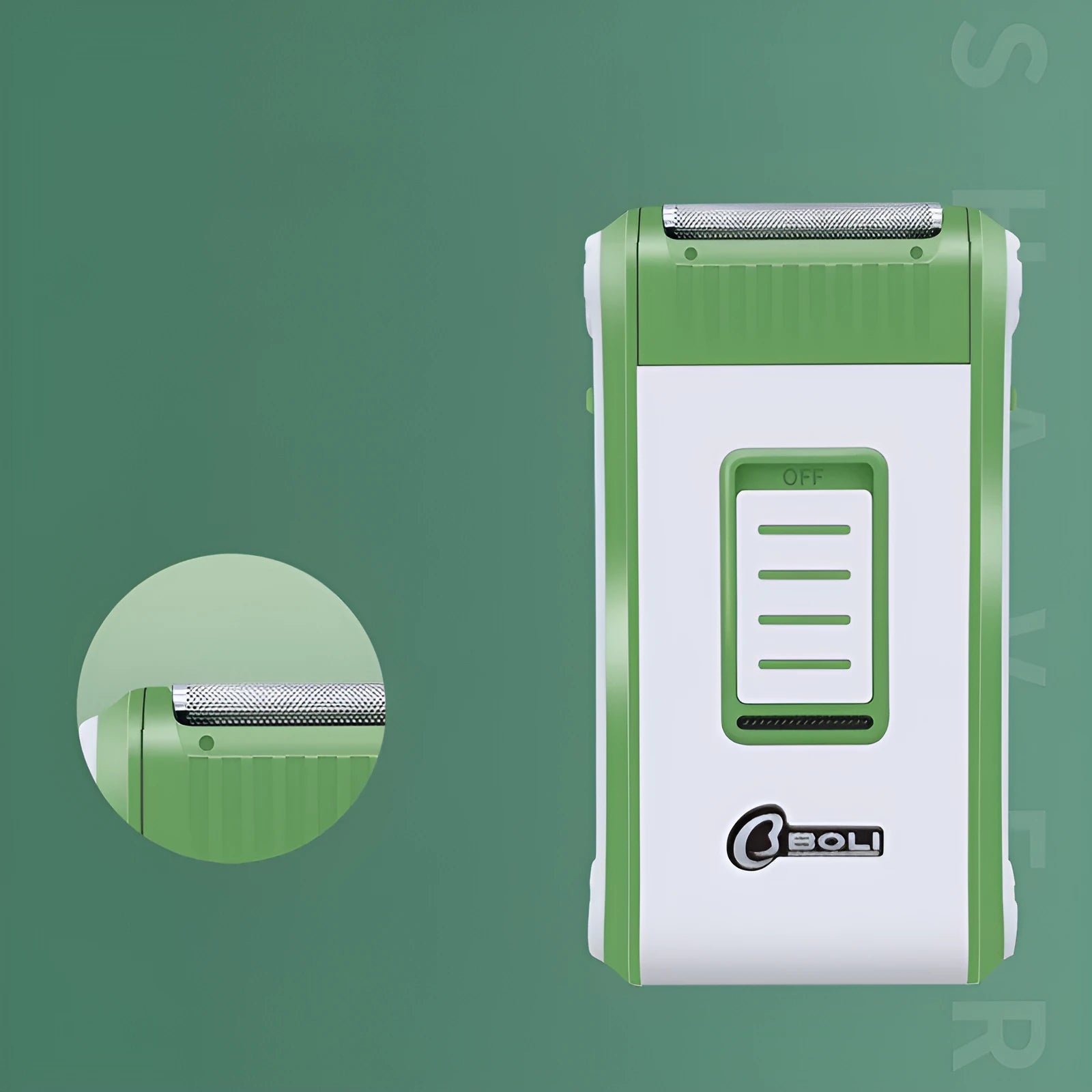 Reciprocating Double-Layer Net Electric Shaver L2 in photo colour, showing ABS plastic body and shaver head.