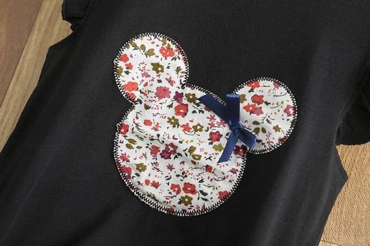 Girls' polyester holiday dress and top matching set in black, pink, or white for sizes 2T to 6T