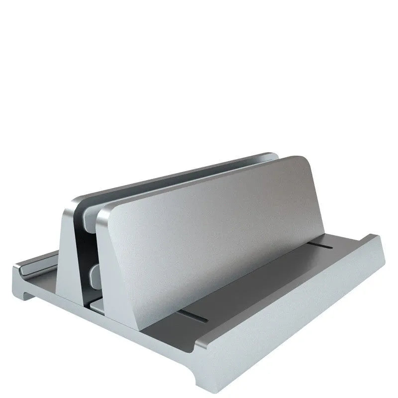 Aluminium alloy vertical notebook stand for Apple MacBook storage in silver colour
