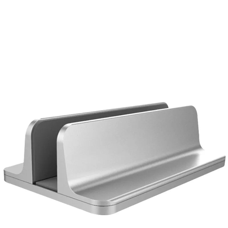 Aluminium alloy vertical notebook stand for Apple MacBook storage in silver colour