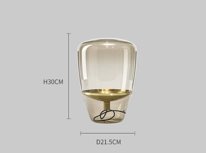 Scandinavian minimalist glass table lamp with iron lampshade in gold, grey, rose gold, or white