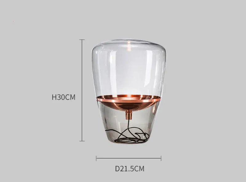 Scandinavian minimalist glass table lamp with iron lampshade in gold, grey, rose gold, or white