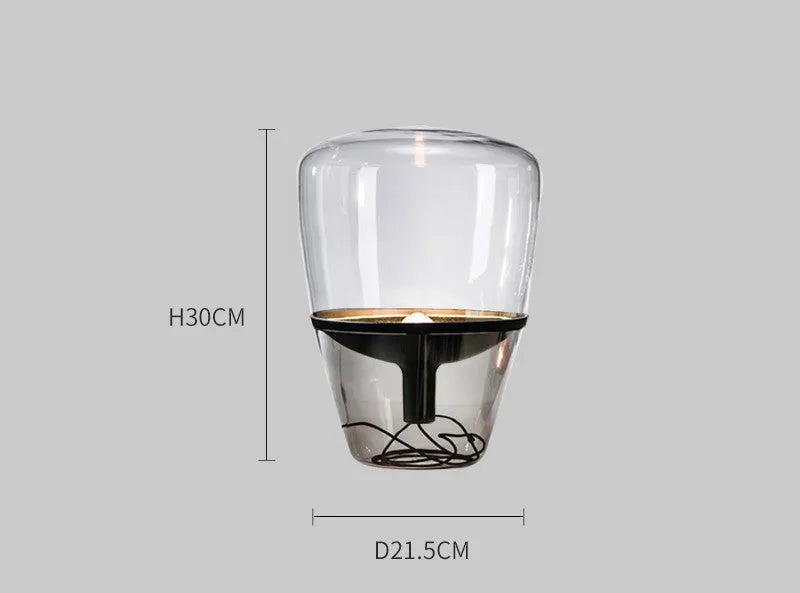 Scandinavian minimalist glass table lamp with iron lampshade in gold, grey, rose gold, or white